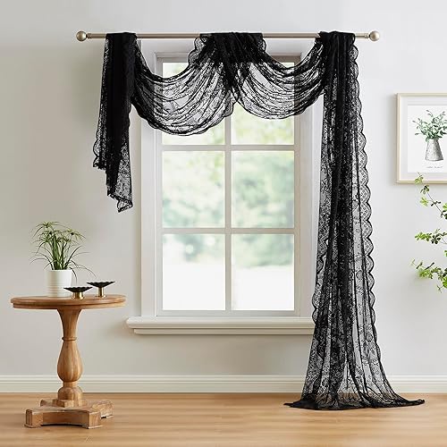 Miniatura 2 de WARM HOME DESIGNS Tela de encaje negro de 60 pulgadas de ancho por 5 yardas de largo. Tela negra para vestido de encaje, mantel de encaje, camino de