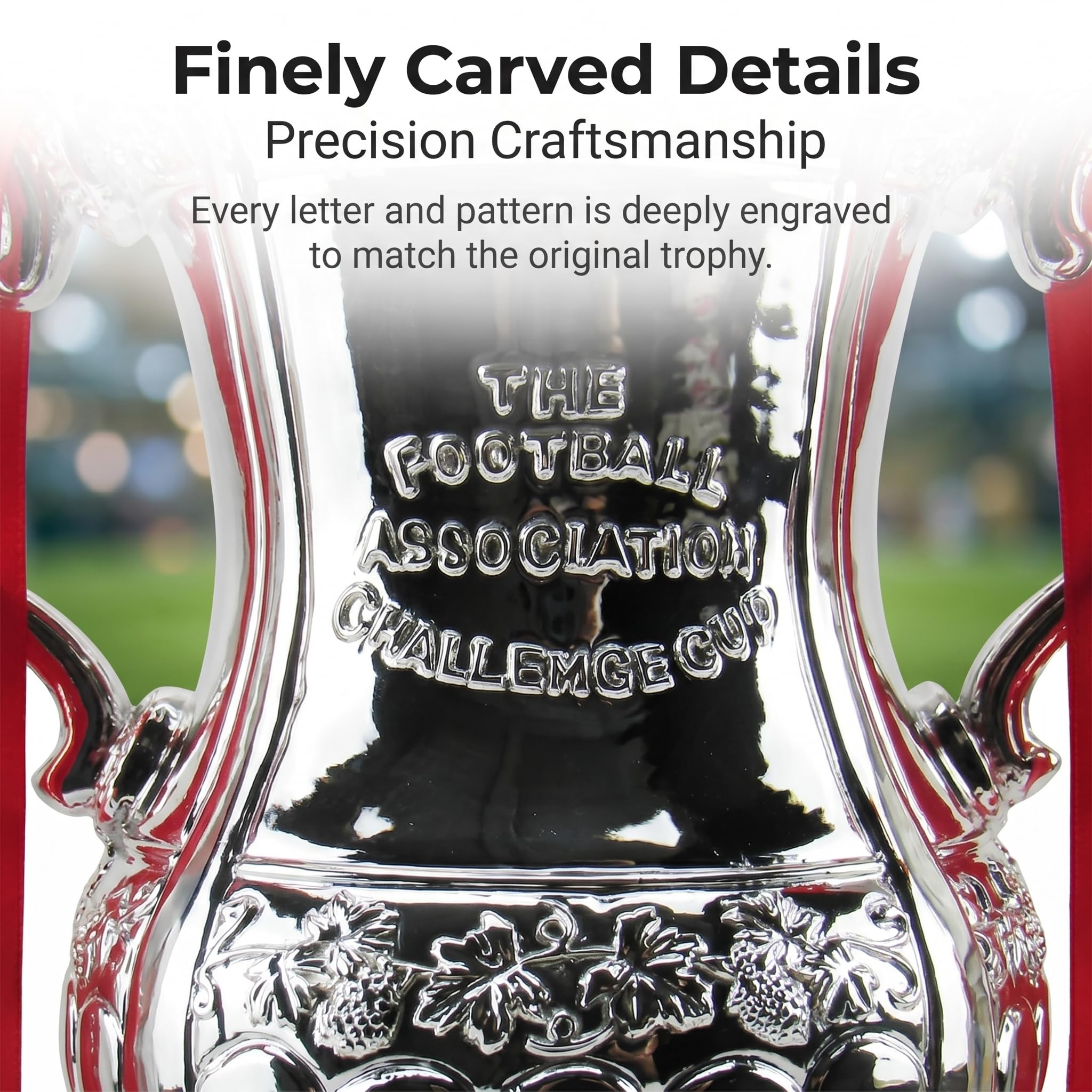 Fa Cup Trophy Replica, Coppa Calcio Inglese in Resina con Finitura Argentata per Tifosi, Regalo Calcio, Souvenir da Collezione, Ornamento per Vetrina e Decorazione da Mensola