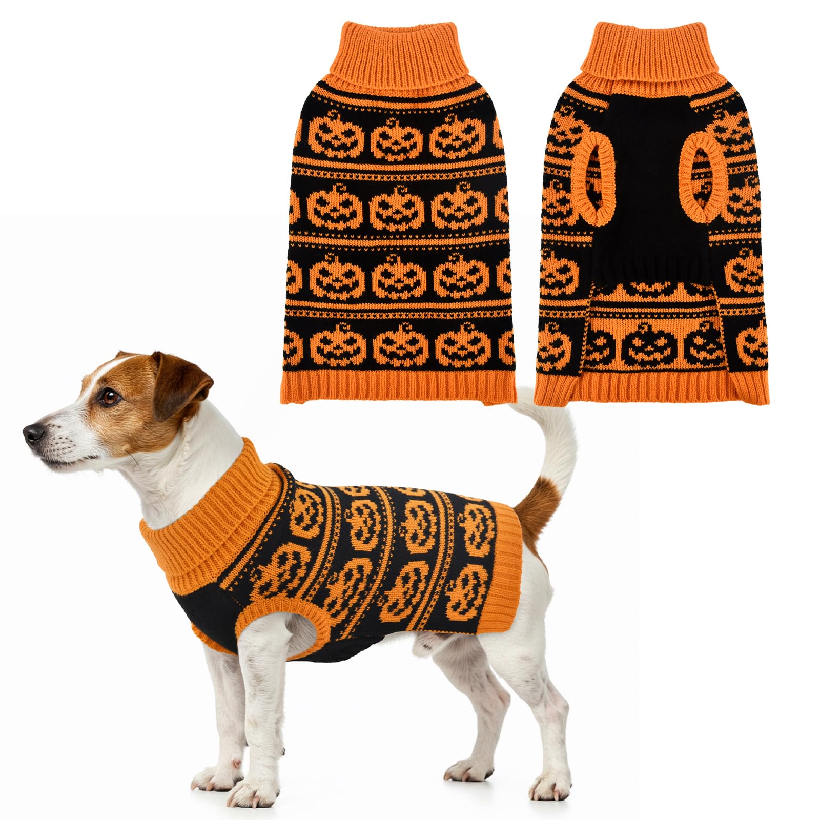 Pull d'Halloween pour chien citrouilles tricot chaud pour animaux de grande taille