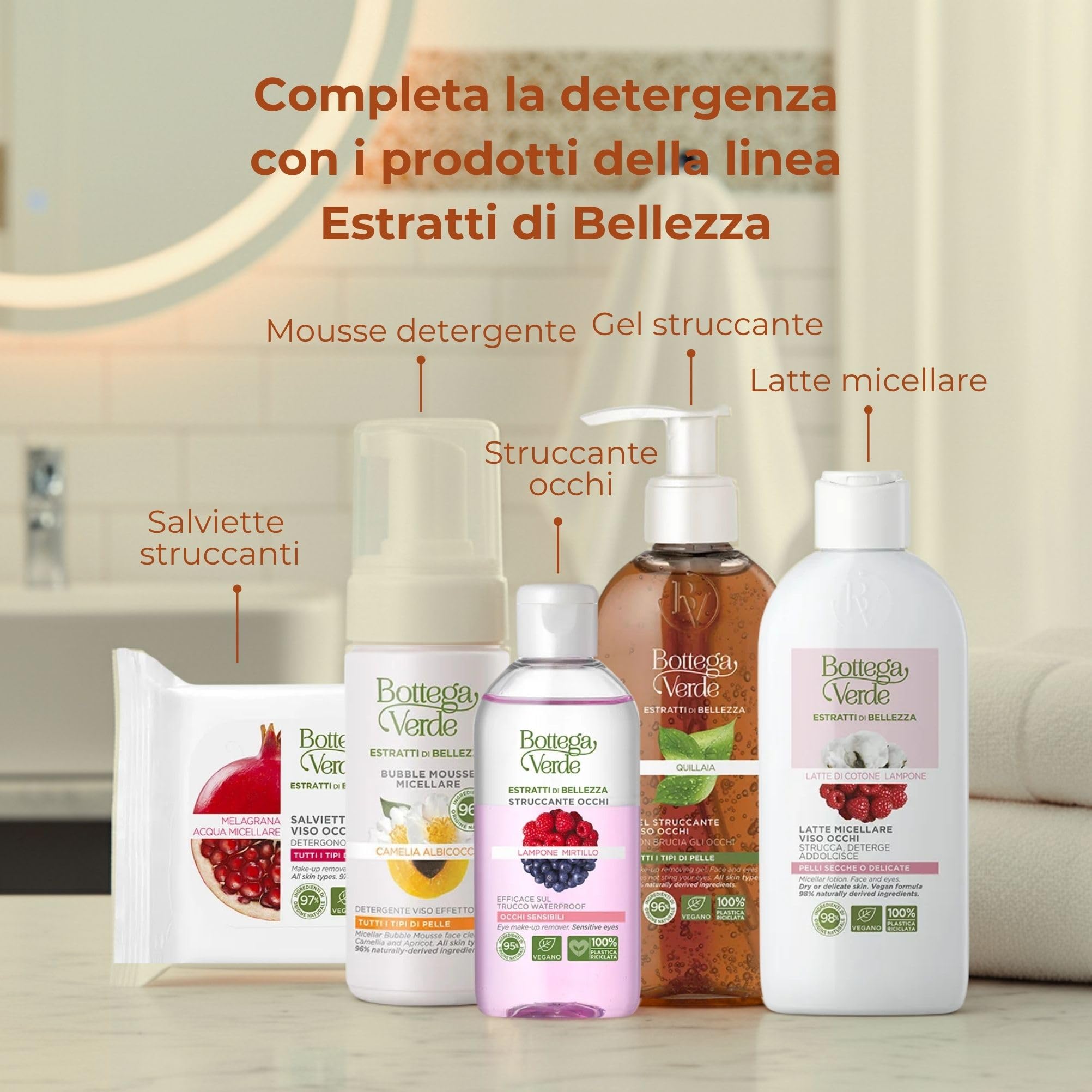 Bottega Verde - Estratti di Bellezza, Gel Scrub Detergente, 100 ml, con Pompelmo Rosa, Trattamento Esfoliante e Purificante per Pelli Normali e Grasse, Uso Quotidiano