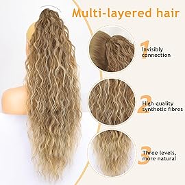 ORSUNCER Ponytail Extension Claw Clip 18 Curly Pony Tail Clip in Hair Extensions Fluffy Natural Looking Synthetic Hairpieces for Women