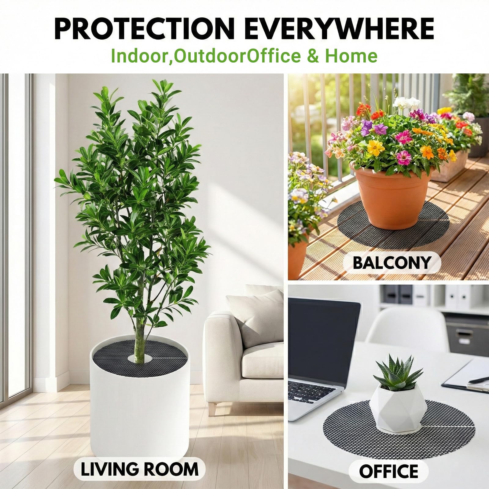 Blumentopfgitter, 6 Unidades de Rejilla y Cubierta Protectora de Plantas, Red de protección de 30 cm para Gatos y Animales, protección para jardín y balcón