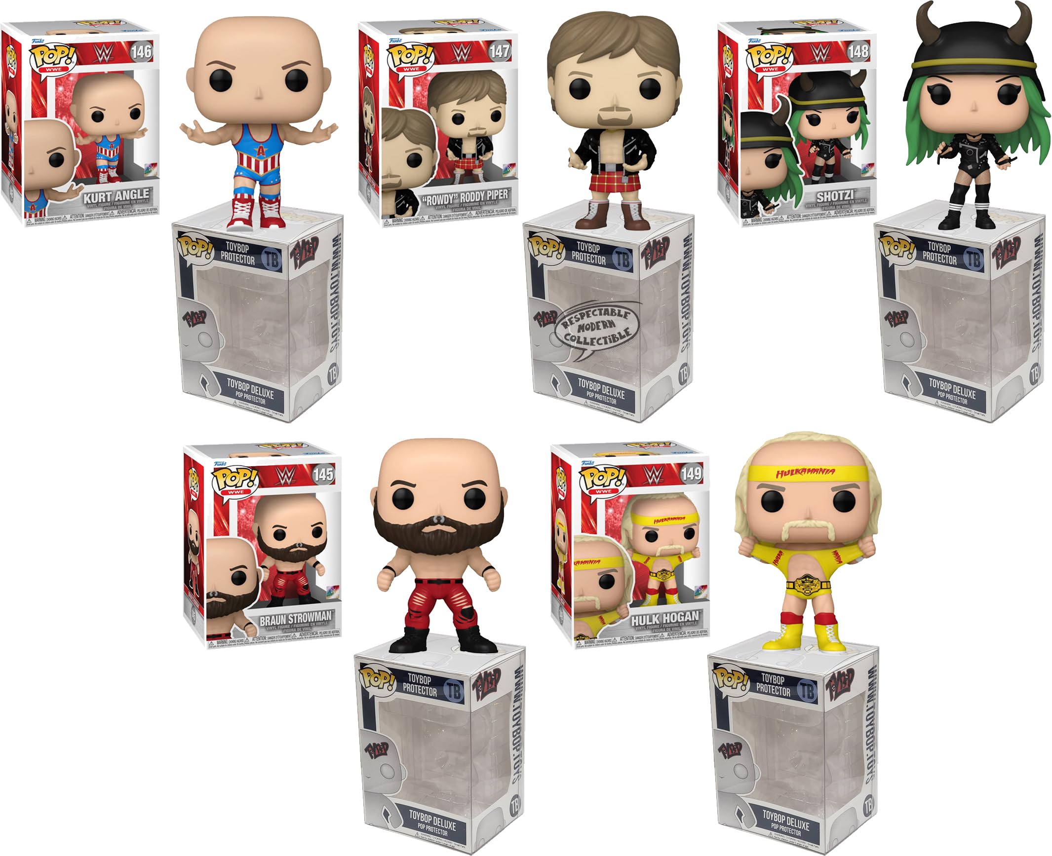 FunkoPop WWE Wrestlemania 40 (Set of 5) + Protector: Wave 21 Pop! Vinyl Figure (Gift Set Bundled with ToyBop Brand Box Protector Collector Case)
