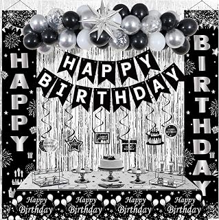 Black and Silver Birthday Decorations, Black and White Party Decorations