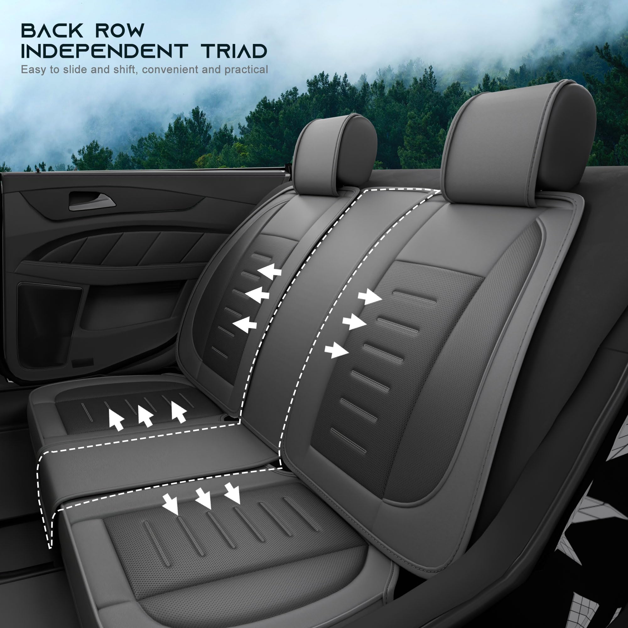 5PCS Angel Wings Front and Back Car Seat Covers Auto Interior Accessories with Water Proof Nappa Leather for — view 9