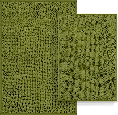 Miniatura 20 de Juego de alfombras de baño azul turquesa de 2 piezas, juego de alfombras de baño lavables, alfombras de baño gruesas y suaves de chenilla, alfombra