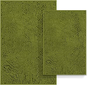 Amazon.com: Sage Green Bathroom Rugs 2-Piece Set: Non-Slip Bath Mats ...
