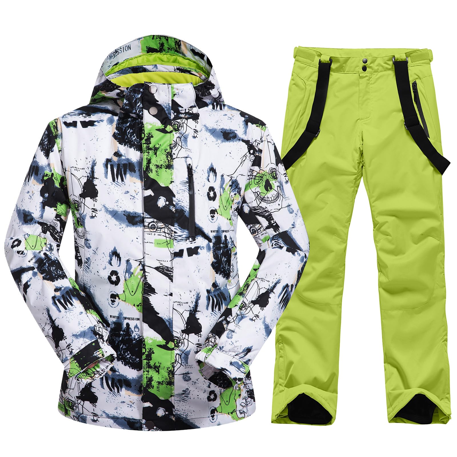 HOTIAN Herren Ski Jacke und Hosen Set Herren Schneeanzug Winter Winter Warme Schnee Skifahren Sätze Wasserdicht Winddicht Snowboard Set