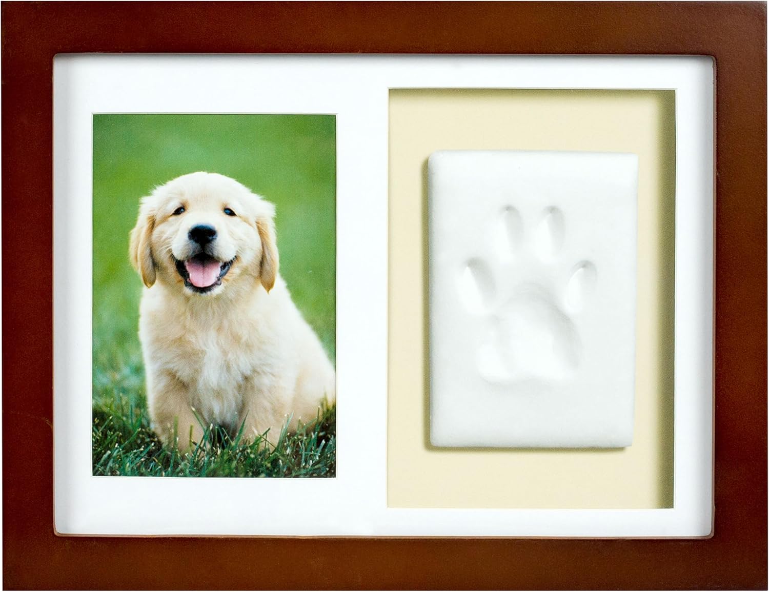 tiny ideas Paw Print Keepsake Impression Kit, No Mess Pet Clay Paw Print Mold for Dog and Cat, Ideal Personalized Gift or Memorial Frame for Pet Parents Paw Print Wall Frame