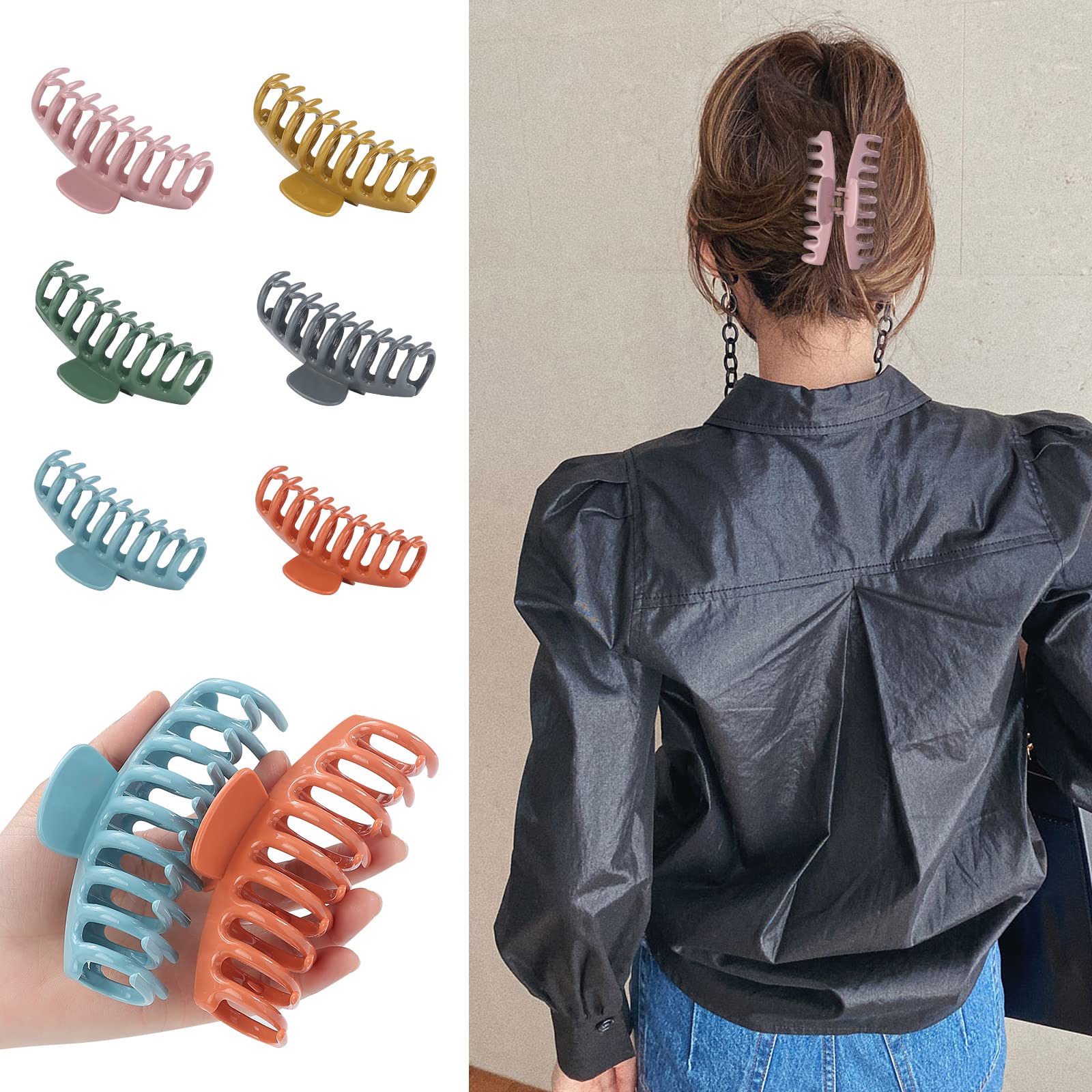 12 Pack Hair Claw Clips Large 4.3 Inch Hair Clips Stylish Barrettes in 12 Amazon.com: Large Hair Claw Clips 12 Pack, Flower Hair Clips  main image 4