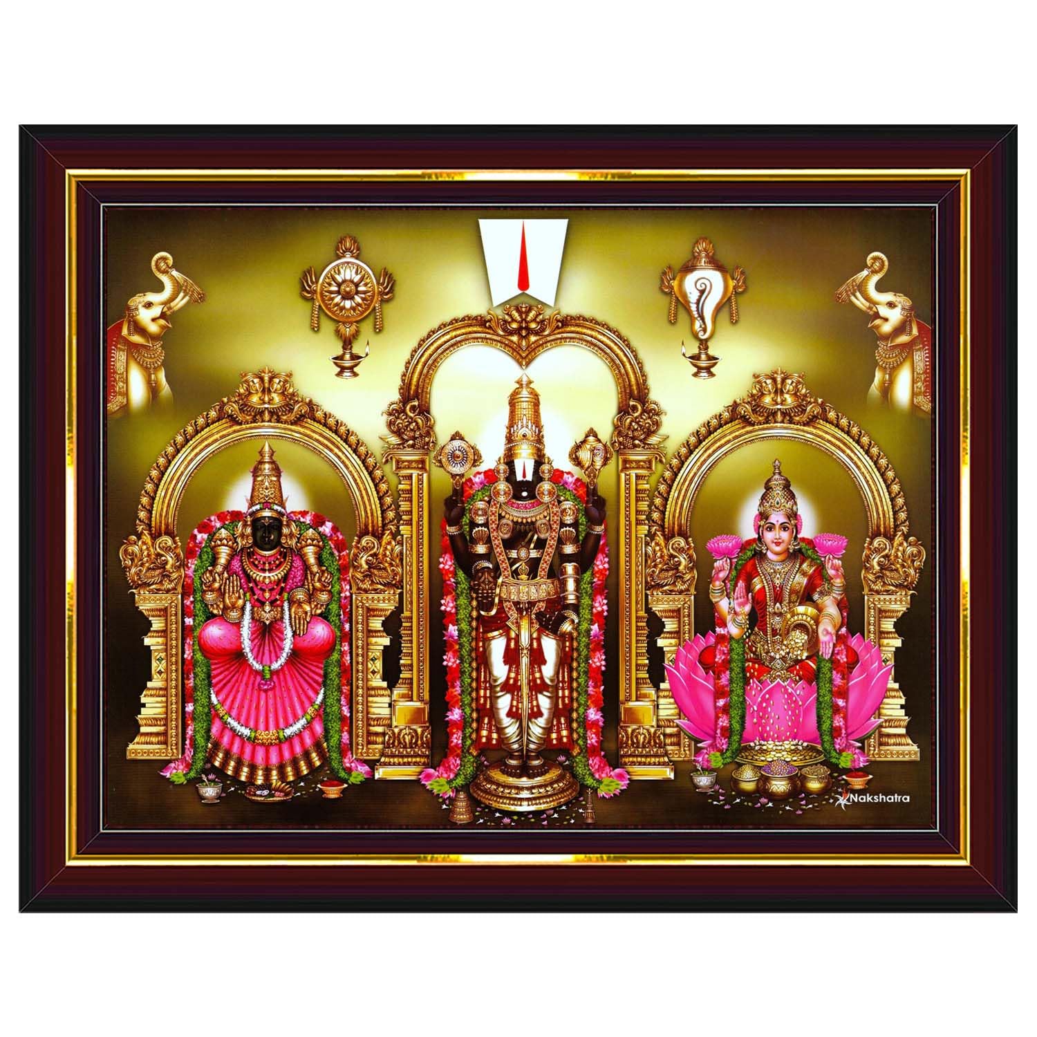 Pavan Photo Laminations Balaji Lakshmi Padmavati Venkateshwara Swamy Wall Painting Framed Home Decor (Wood,Matte,Brown,Small Size,6 x 8 Inch) B542S-image-36