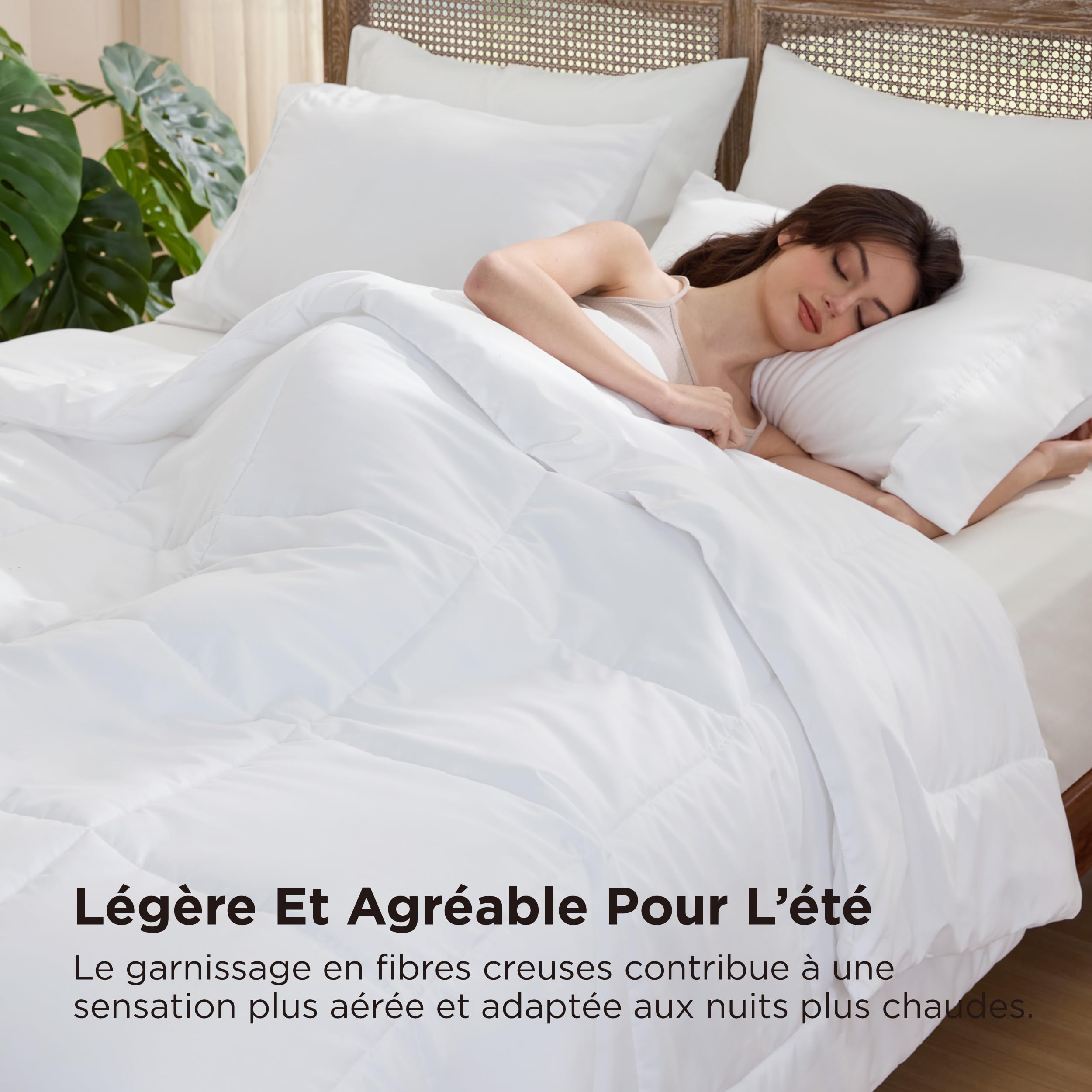 Bedsure Couette d'été 240x220, Couette légère d'été 240x220, Douce, Fine et légère pour l'été, Microfibre Respirante, Couette matelassée Estivale certifiée Oeko-TEX pour Personnes allergiques, Blanc