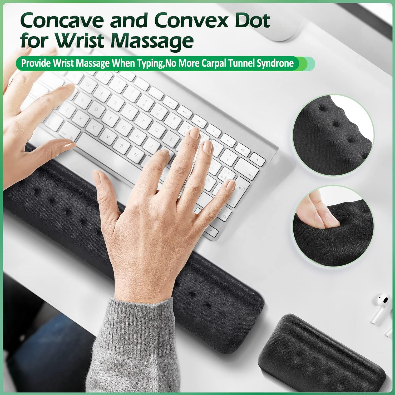 Gimars Upgraded Keyboard Wrist Rest with Massage Dot, Ergonomic Soft Memory Foam Wrist Rest for Computer Keyboard with PU Non-Slip Base, Comfortable Wrist Pad for Office,Typing & Pain Relief : Office Products