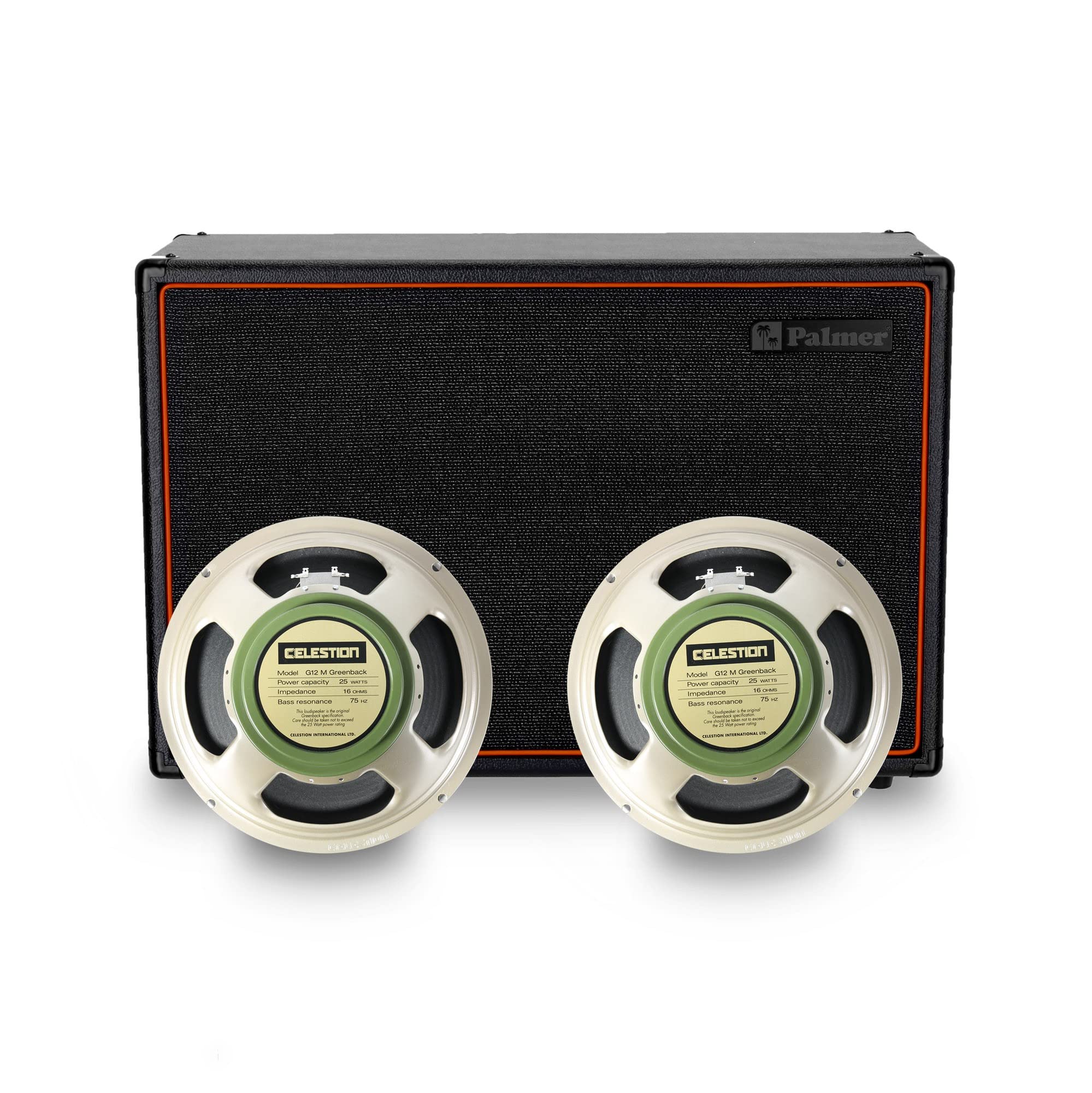 Palmer CAB 212 BX GBK - Gitarren Lautsprecherbox mit Celestion Greenback 2 x 12, Open-Back