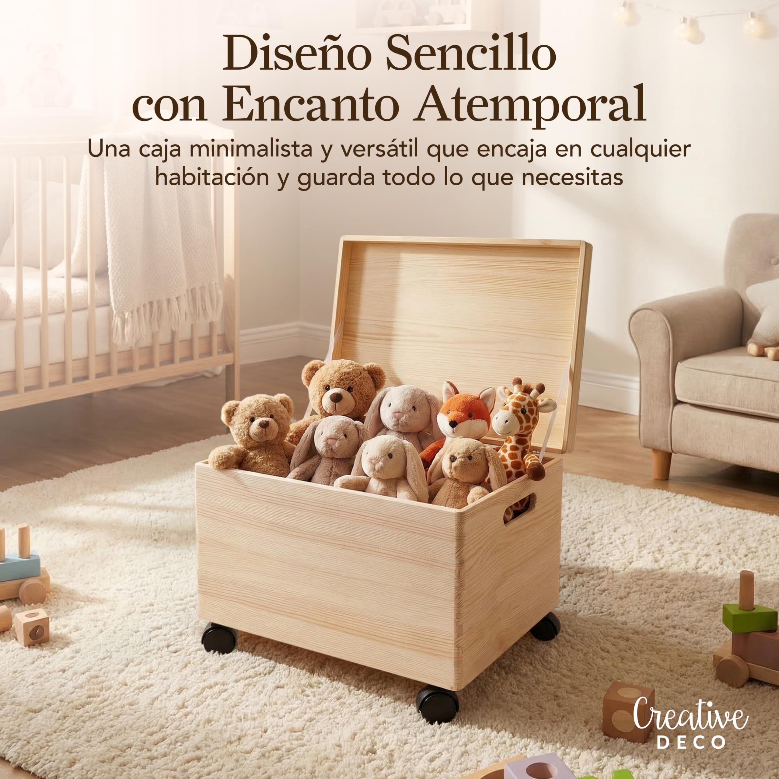 Creative DECO XXL Grande Caja Madera Decorativa con Ruedas | 40 x 30 x 24cm