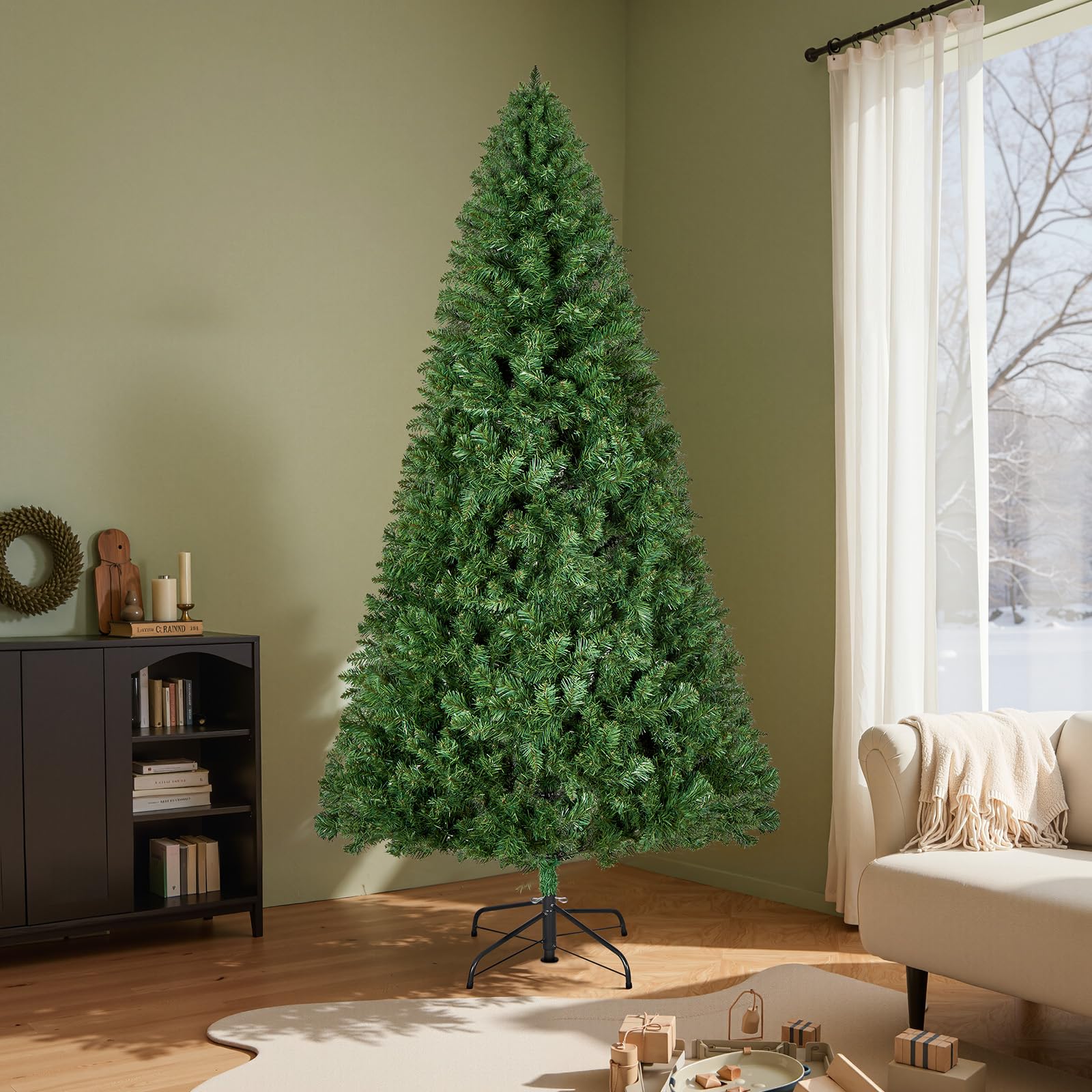 VEVOR Árbol de Navidad Artificial, Decoración de Interiores 180 cm con 1250 Ramas de PVC Ignífugo y Base de Metal, Ideal para Salón, Dormitorio, Centro Comercial, Parque y Oficina, Verde