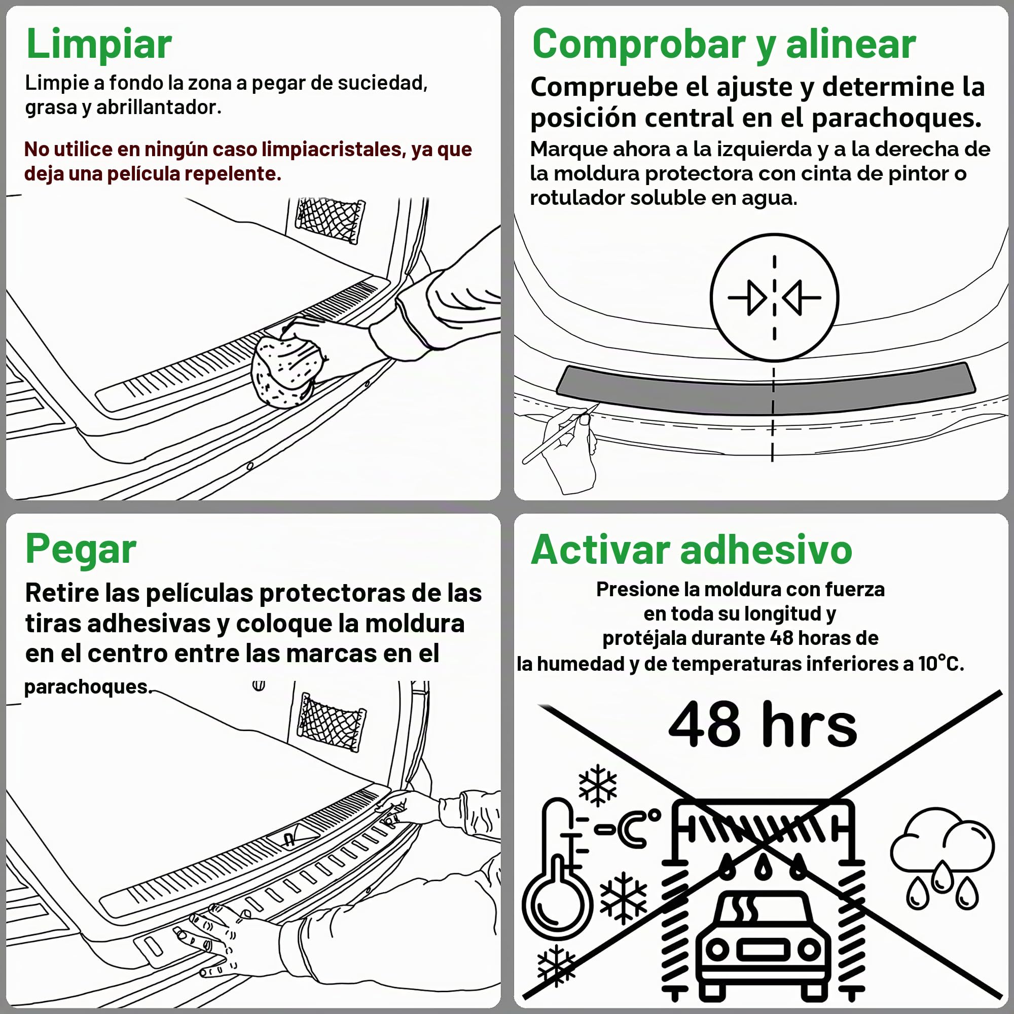RECAMBO Protector de parachoques de plástico ABS, compatible con Peugeot Expert III/BJ a partir de 2016, resistente y adaptable, protección óptima para el parachoques