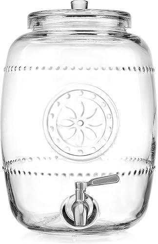 Miniatura 3 de Home To Table Dispensador clásico de bebidas frías de vidrio transparente de 2 galones con diseño de molinete, espiga de acero inoxidable a prueba