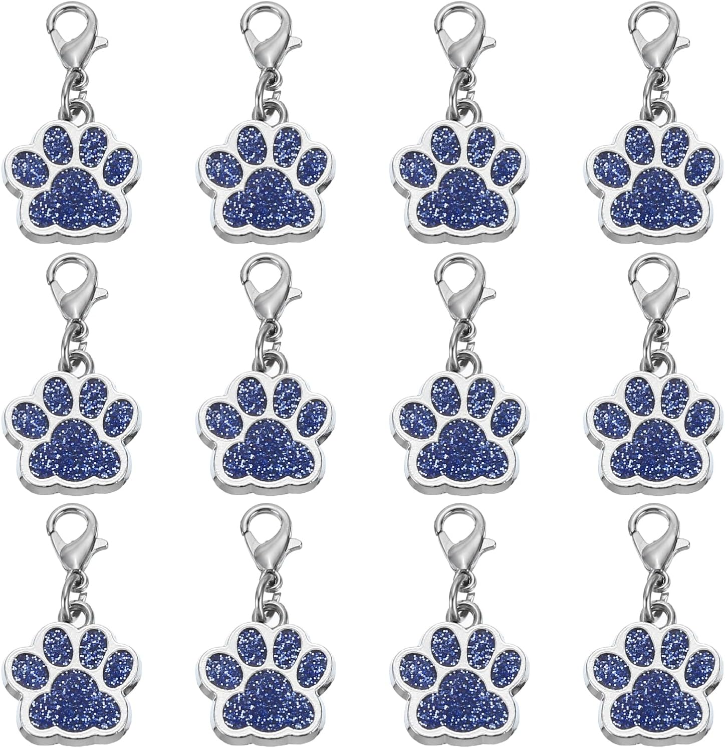 PATIKIL Dog Paw Crochet Stitch Markers, 12 Pack Metal Pendants Charm Knitting Markers Stitch Marker for Sewing Crocheting Jewelry Making, Blue