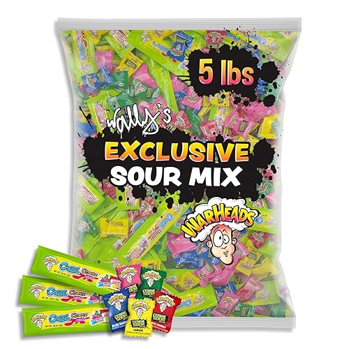 Wally's Exclusive Sour Mix - Warheads Sour Candy in Bulk - Assorted Fruity Flavors Variety Pack - Perfect for Parties and Piñatas - 5 lb. Bag