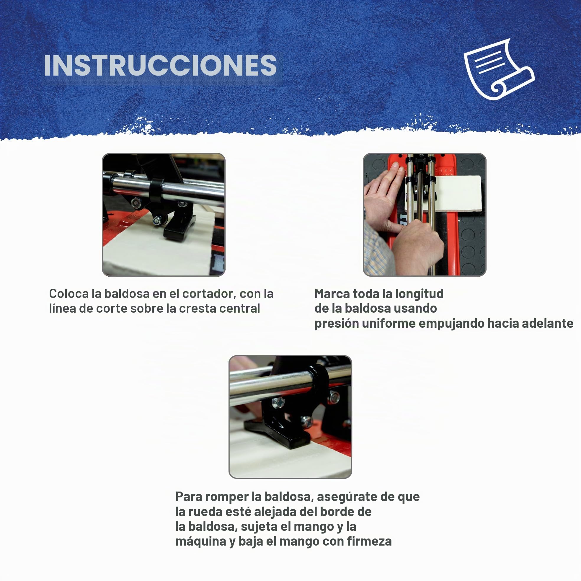 Cortadora Faithfull 300 mm - 300 mm cuadrados, 210 mm diag., 10 mm grosor | Doble riel, rueda de carburo de tungsteno, guía angular, base antideslizante para azulejos de pared, suelo y cantera