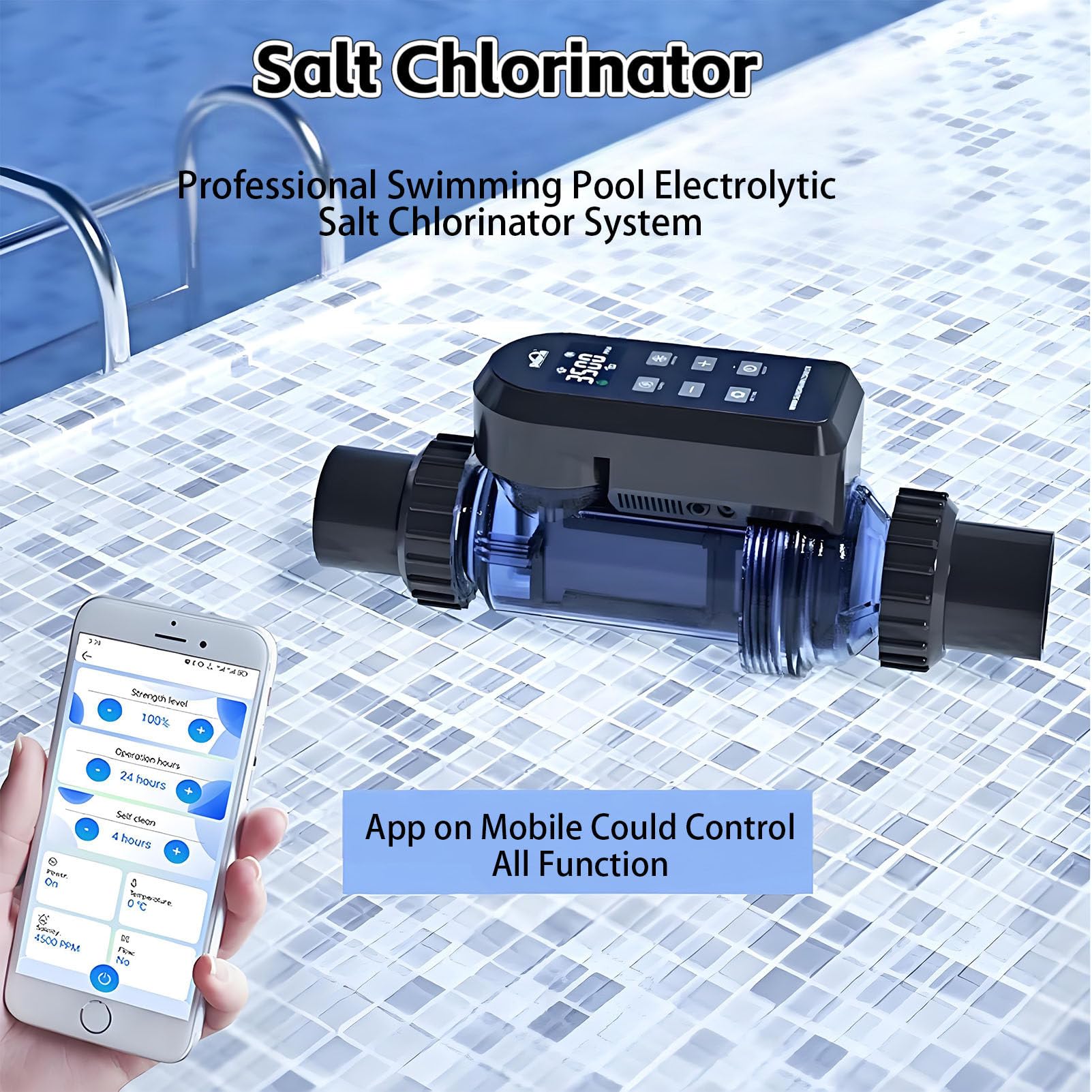 Chlorateur Au Sel, Fonctions ComplèTes SystèMe De GéNéRateur De Chlore, Wi-FI IntéGré Et TéLéCommande, pour Piscines CreuséEs. LC150A