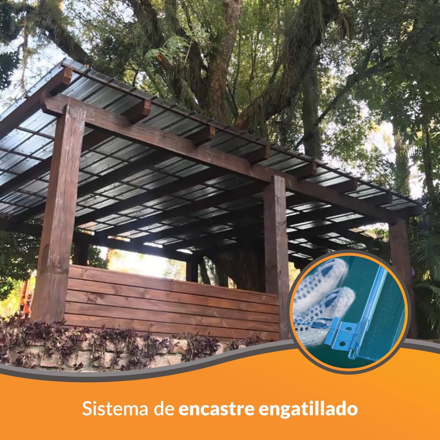 Kit 4 Placas de policarbonato Compacto con sistema engatillado - Placa policarbonato 1,3 mm - Medidas finales 2000 x 1000mm - Protección UV