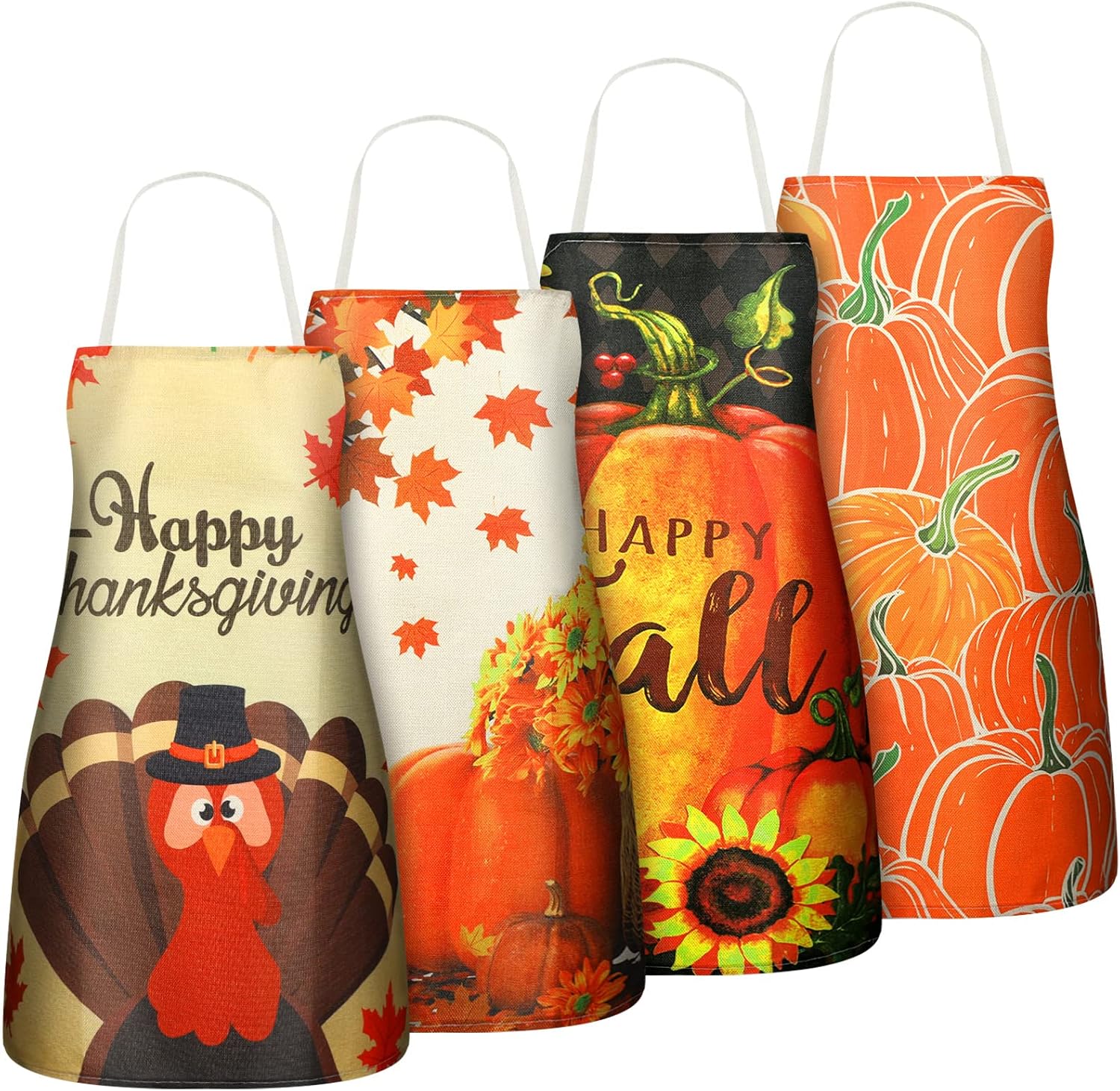 Jetec 4 Pieces Thanksgiving Kitchen Cooking Aprons