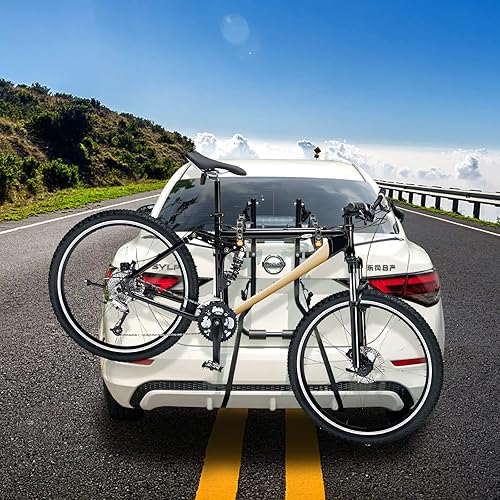 Miniatura 6 de GYMAX Portabicicletas, soporte para 3 bicicletas montado en el maletero con receptor de 2 pulgadas y doble garantía de seguridad, plegable,