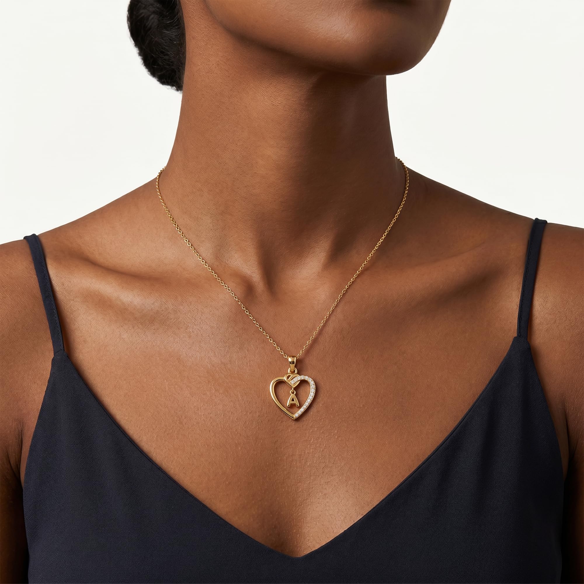 Kette Herz Halskette Damen Gold Silber, 18K Gold/Silber Vergoldet Herz Zirkonia Anhänger Kette mit Buchstaben Schmuck Geburtstag Geschenk für Frauen Mädchen Kinder Freundin Mama