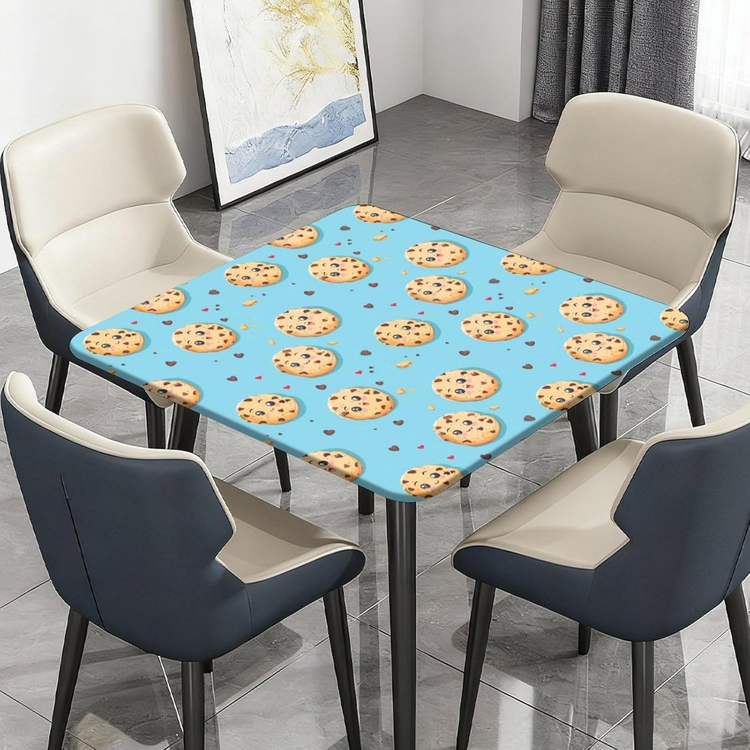 Cute Biscuit with Chocolate Chips Square Tablecloth Print Table Cloths Table Cover Wedding Party Holiday Decor