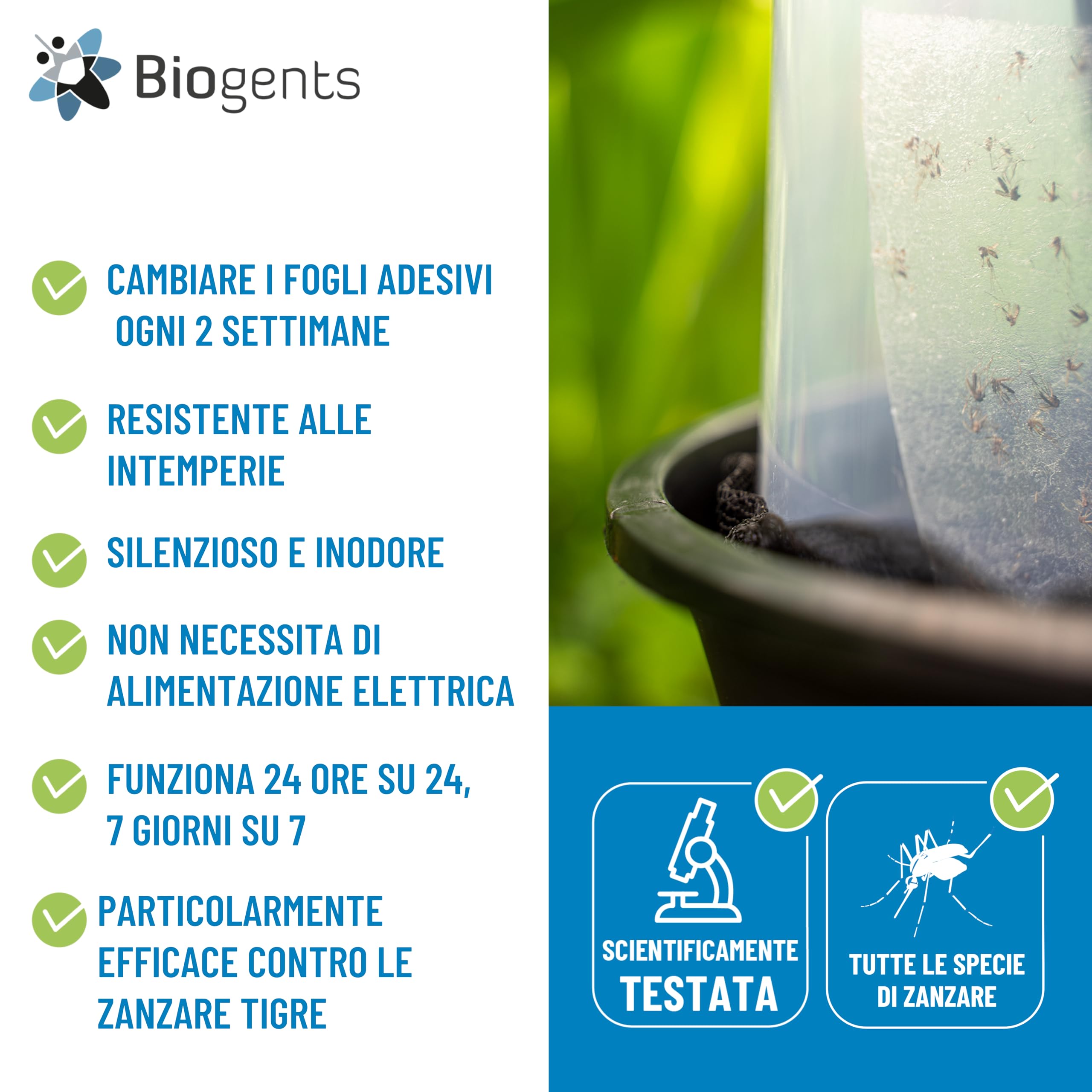 BIOGENTS BG-Gat Reflect-Tech - Piège À Moustiques Tigre Extérieur Anti-Ponte - sans Insecticide - Taux de Capture x2 - Limite la Reproduction - Facile à Installer - 2 Pièges + 4 Fiches Collantes