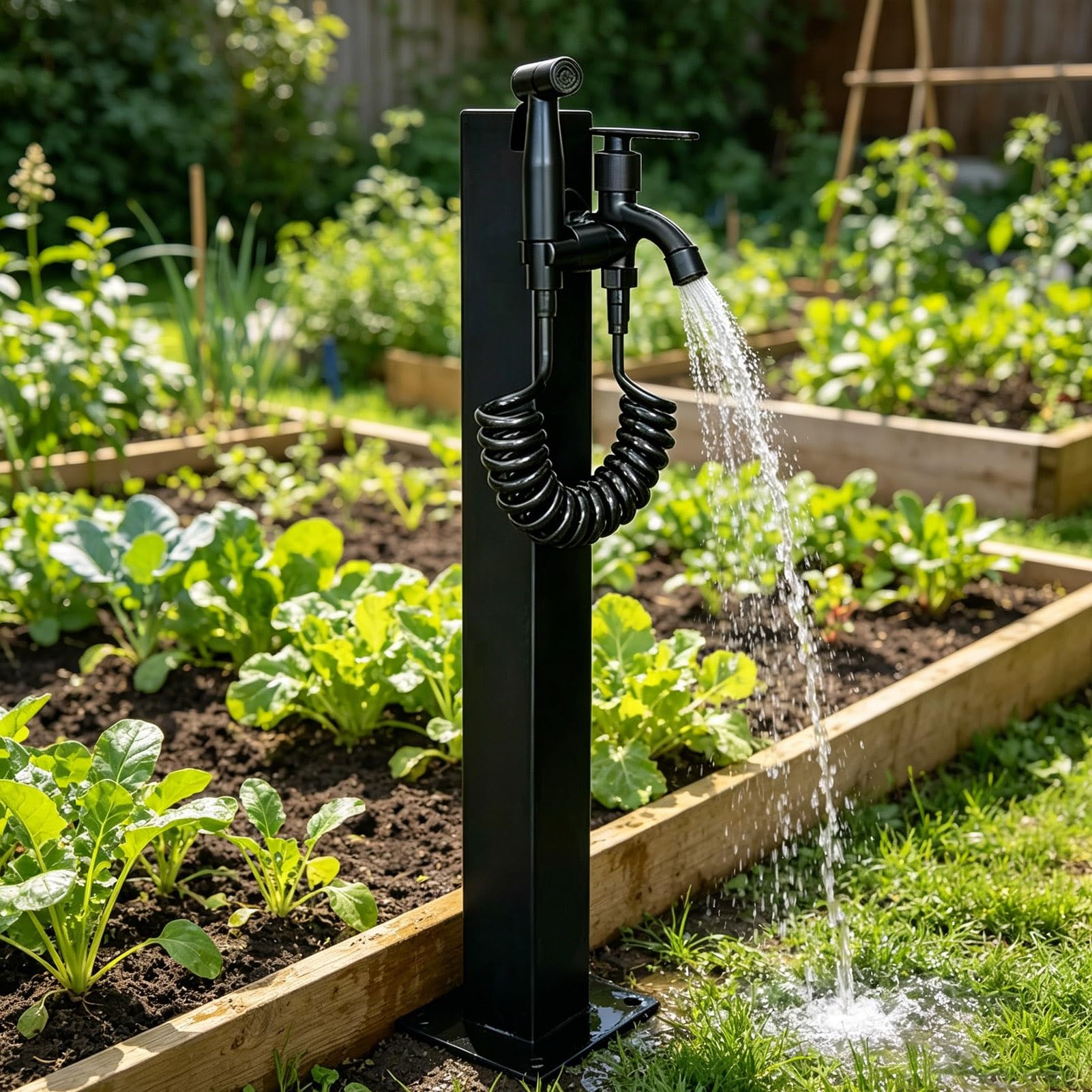 Gaommini Style 3 Outdoor Water Column Vertical Garden Water Tap 304 Stainless Steel Yard Hydrant Antifreeze Faucet Water Fountain Hydration Source For Farm Backyard(,Height: 95Cm/37.4In)