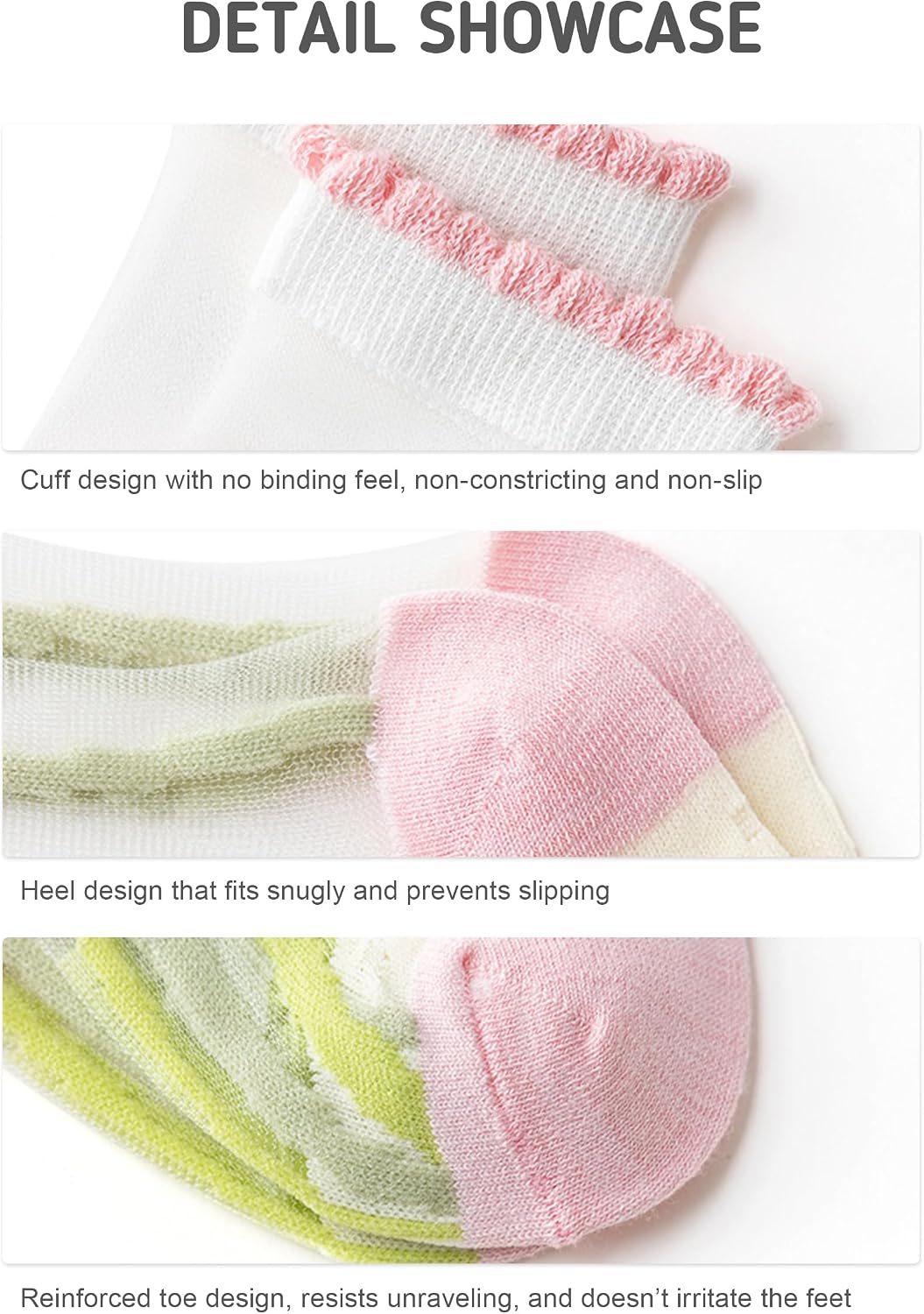 Toddler Girl Knee High Socks Summer Soft Breathable 1-12 Years Thin Mesh Socks 3 Pairs