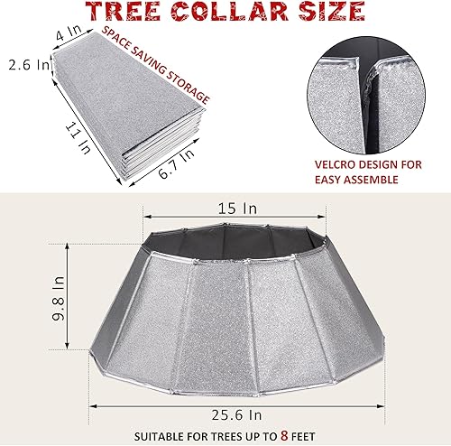 Miniatura 72 de Blissun Collar de árbol de Navidad, falda de árbol de Navidad con lentejuelas, anillo plegable para árbol de Navidad, cubierta de base