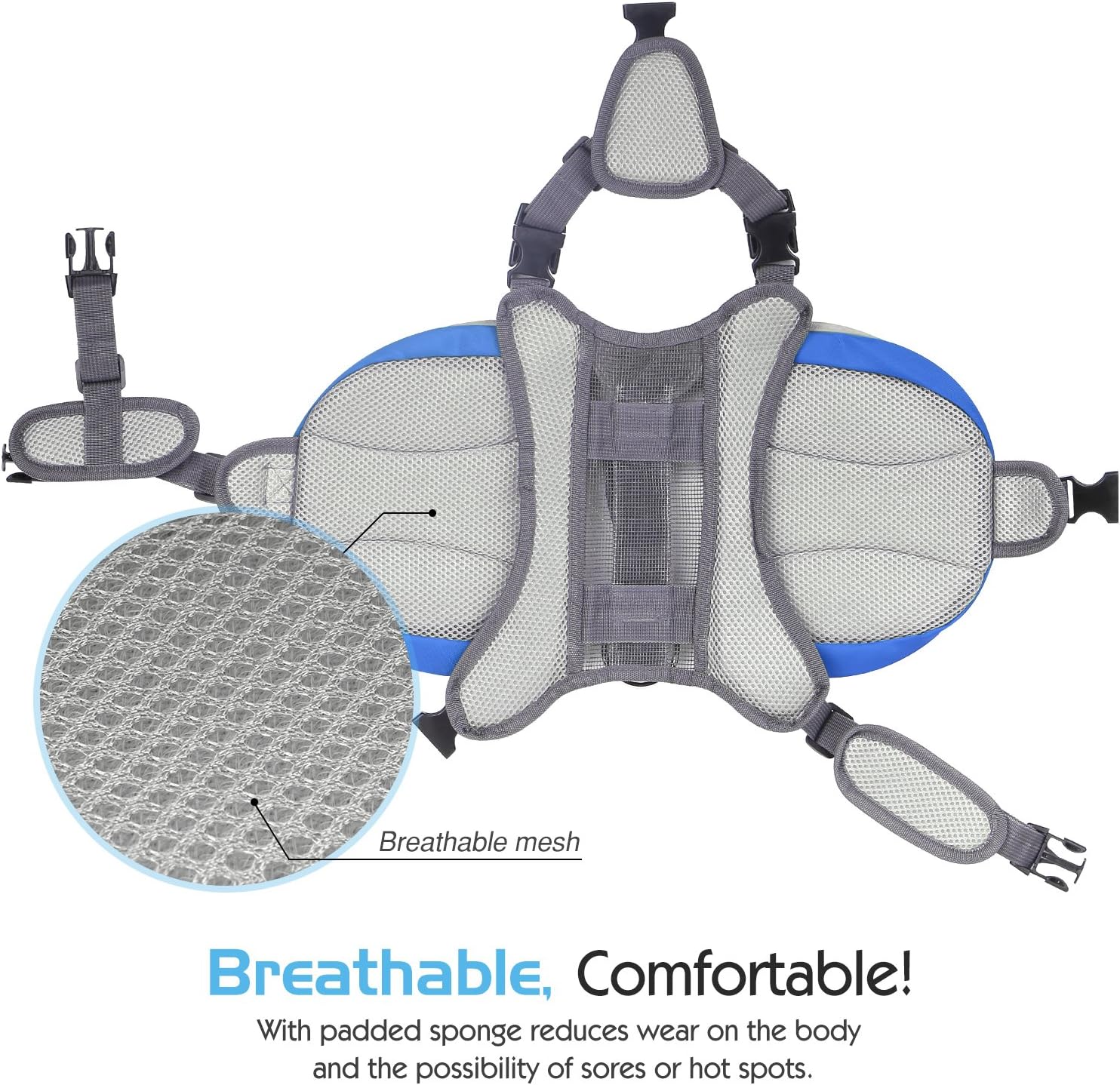Pawaboo Dog Backpack, Pet Adjustable Saddle Bag Harness Carrier, for Traveling Hiking Camping, Medium Size, Blue & Gray