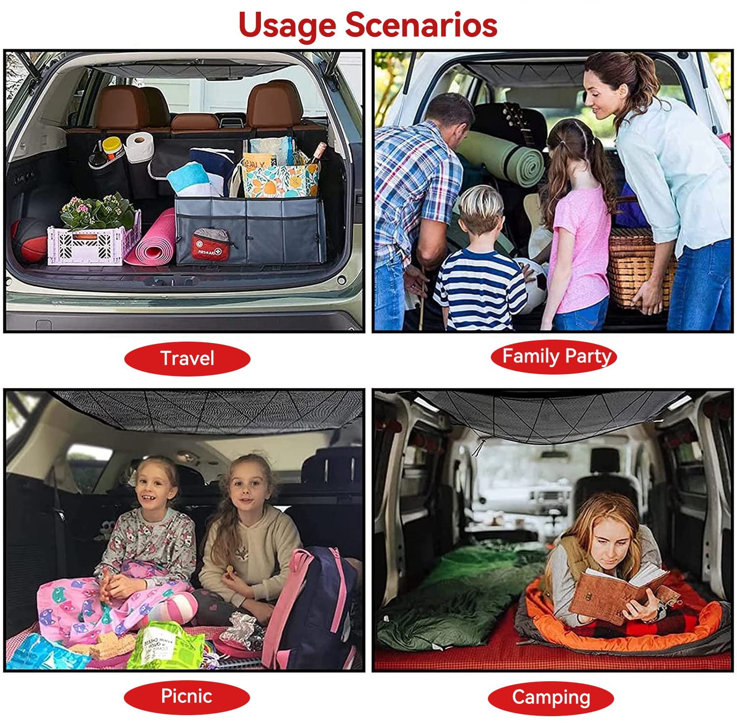 Red Techo Furgoneta Camper,90cmx65cm Organizador Bolsa de Red de Carga con Cremallera, Red Elastica con 2 Ganchos Ajustables, Almacenamiento de Viaje Largo para Jeep Van SUV