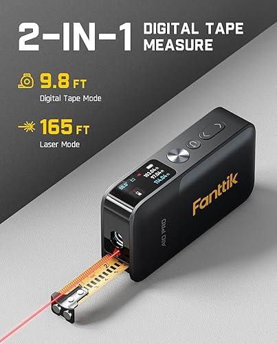 Miniatura 2 de Fanttik Cinta métrica láser digital A10 Pro 2 en 1 con pantalla a color HD IPS, herramienta de medición láser recargable de 165 pies y cinta métrica