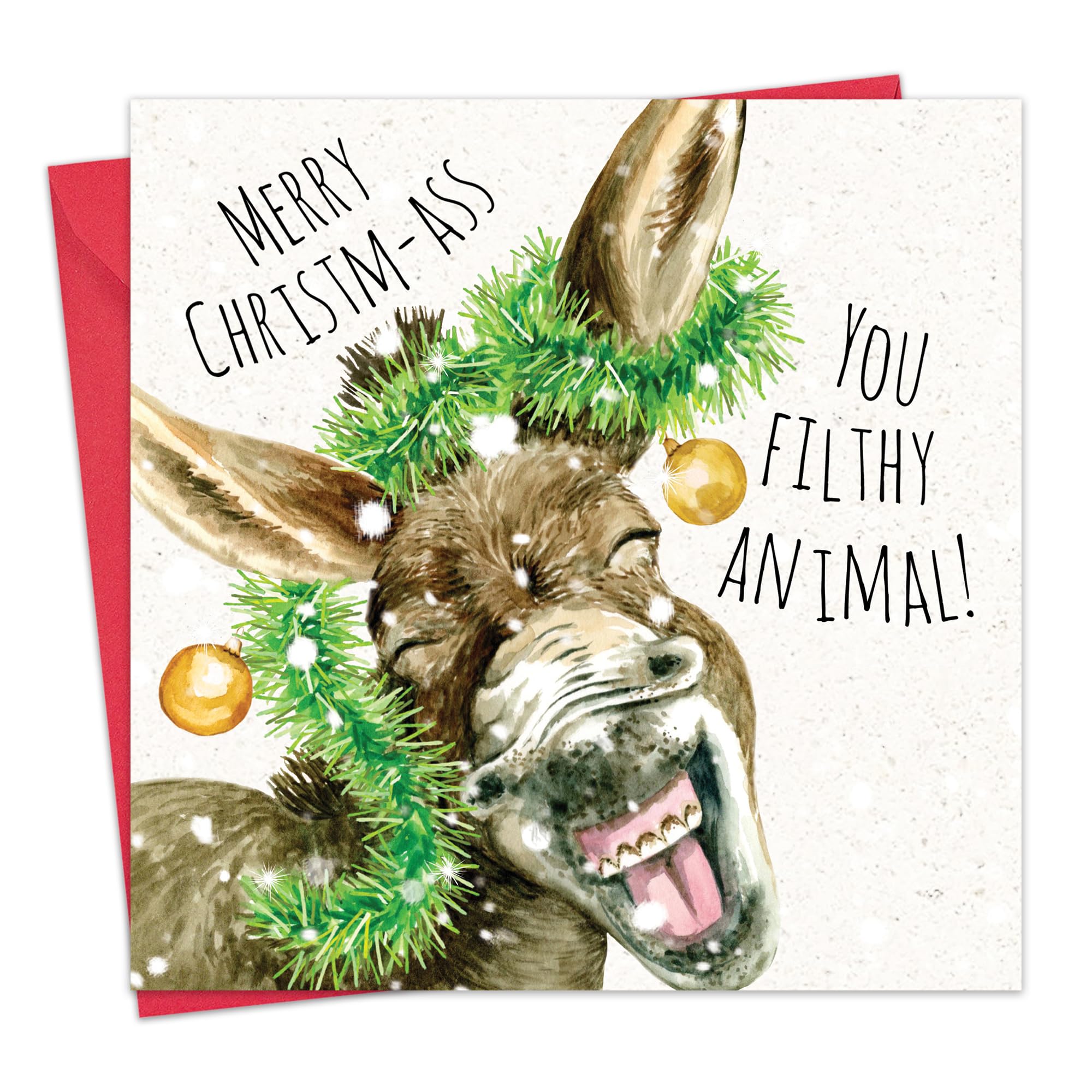 Twizler Funny Christmas Card - Donkey - Happy Christmas Card - Xmas Card for Men or Women