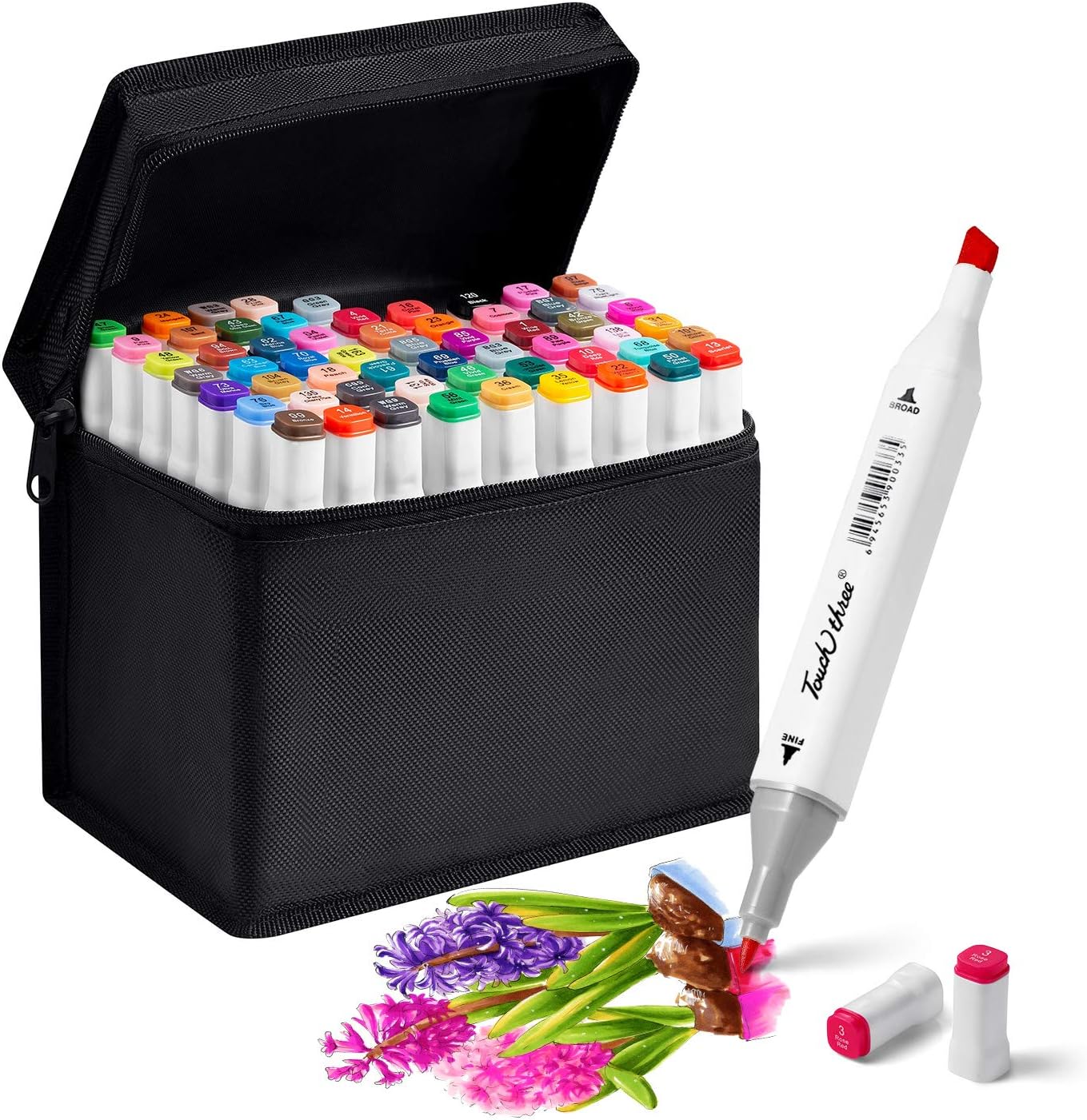 KANGBO 60 Colors Artist Necessary Graphic Marker Pen - Animation Design for Drawing Coloring Highlighting and Underlining-Anime 60 Colors(White)