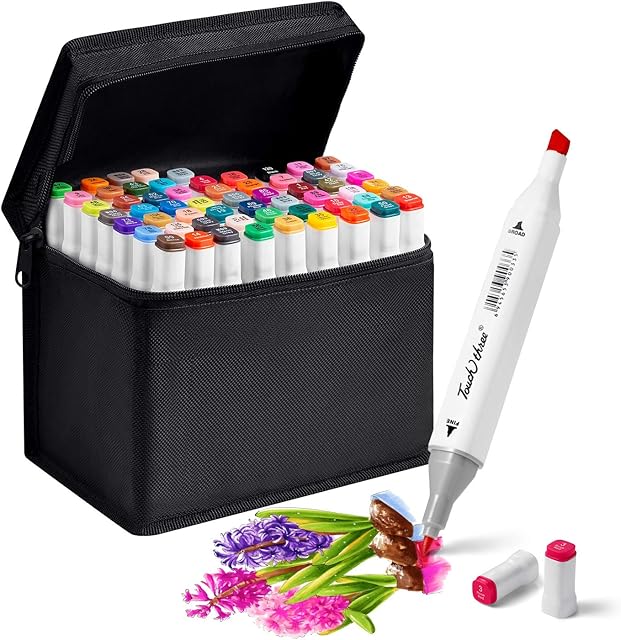 60 Colors Artist Necessary Graphic Marker Pen - Animation Design for Drawing Coloring Highlighting and Underlining (Anime 60 Colors White)