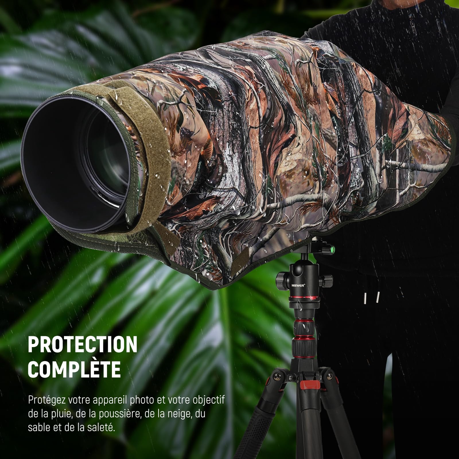 Housse Anti-pluie Objectif Appareil Photo - Grande Taille 82cm - Protection étanche Complète