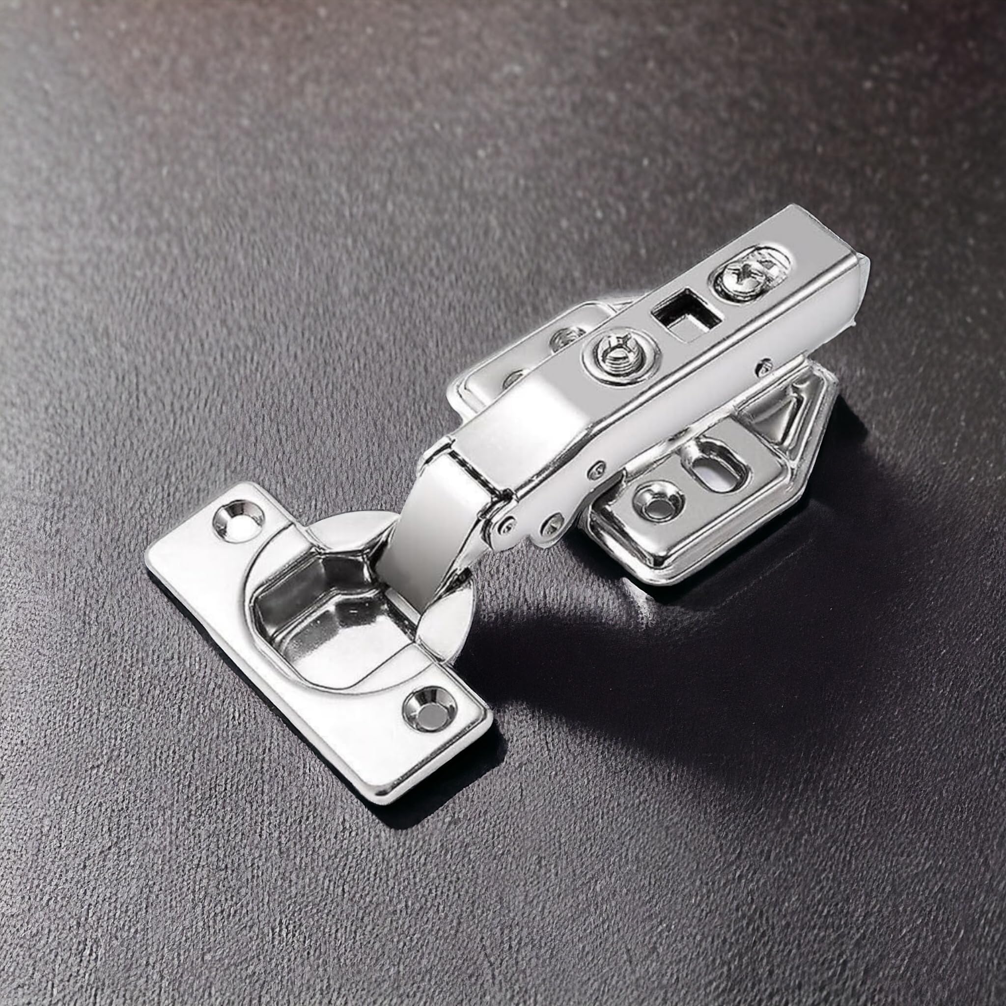 VICTAC Stainless Steel 304 Grade Anti Rust Full Overlay '0' Crank Hydraulic Soft Close Auto Hinges for Cabinets/Cupboards (Pack of 1 Pair / 2 Pcs) 4 Hole Mounting Plate (Pack of 1 Set / 2 Pcs) — Amazon image 3