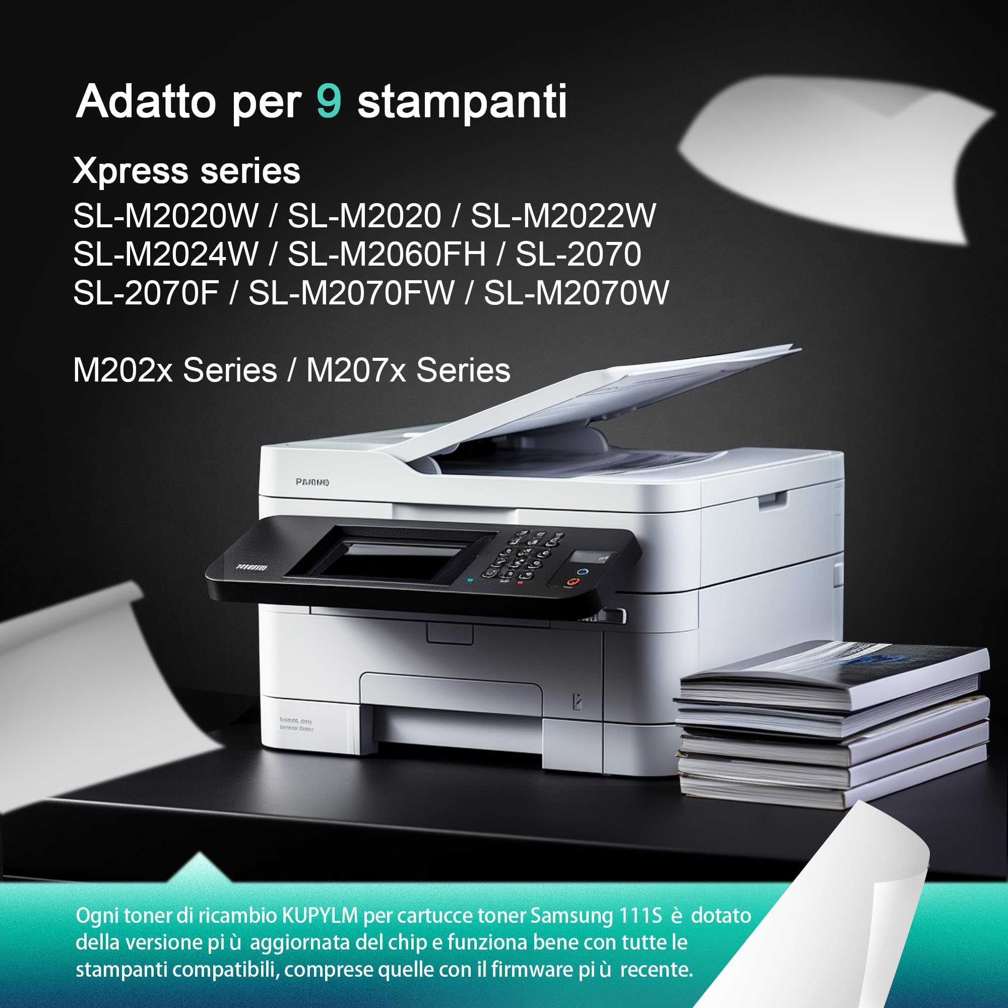 KUPYLM MLT-D111S D111L compatibili per Samsung MLT-D111 D111S MLT-D111L per toner 111S Xpress M2026W M2026 M2070FW M2070 M2070W M2070F M2020 M2020W M2021 M2021W M2022 M2022W M2071 M2071W (Nero, 2Pack)