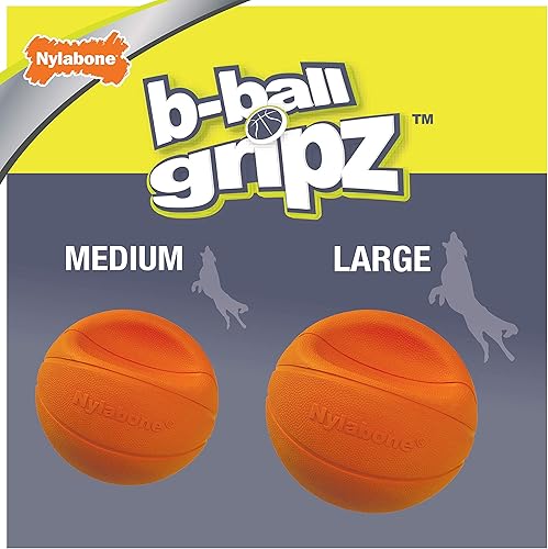 Miniatura 5 de Nylabone Power Play Gripz - Juguete de fieltro de goma para baloncesto, pelota chirriante para perros, tamaño mediano (1 unidad)
