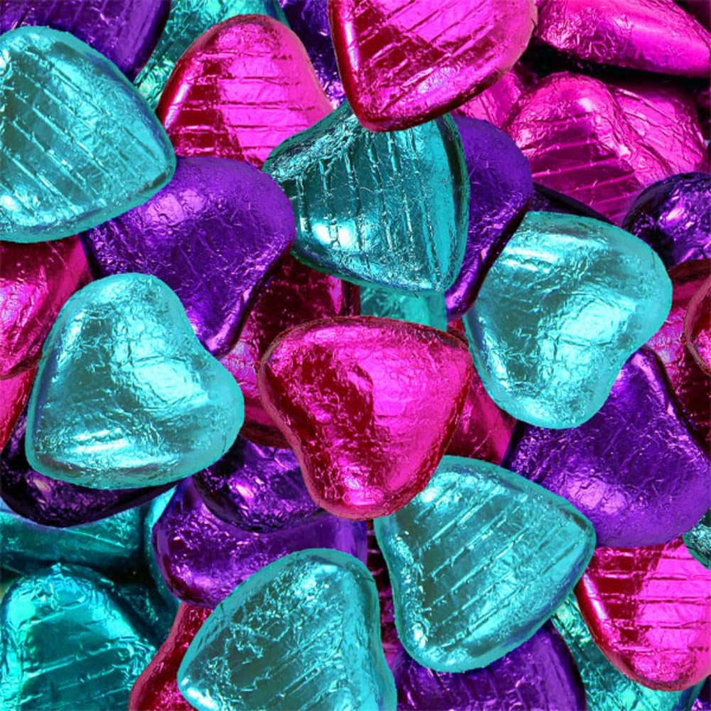 Hot Mix Foil Wrapped Chocolate Hearts Wedding Party Table Favours - 50 Pk