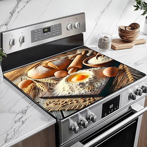 Miniatura 13 de Cubierta de estufa de vidrio resistente al calor con revestimiento de goma antideslizante – Protector de estufa eléctrica, resistente a los