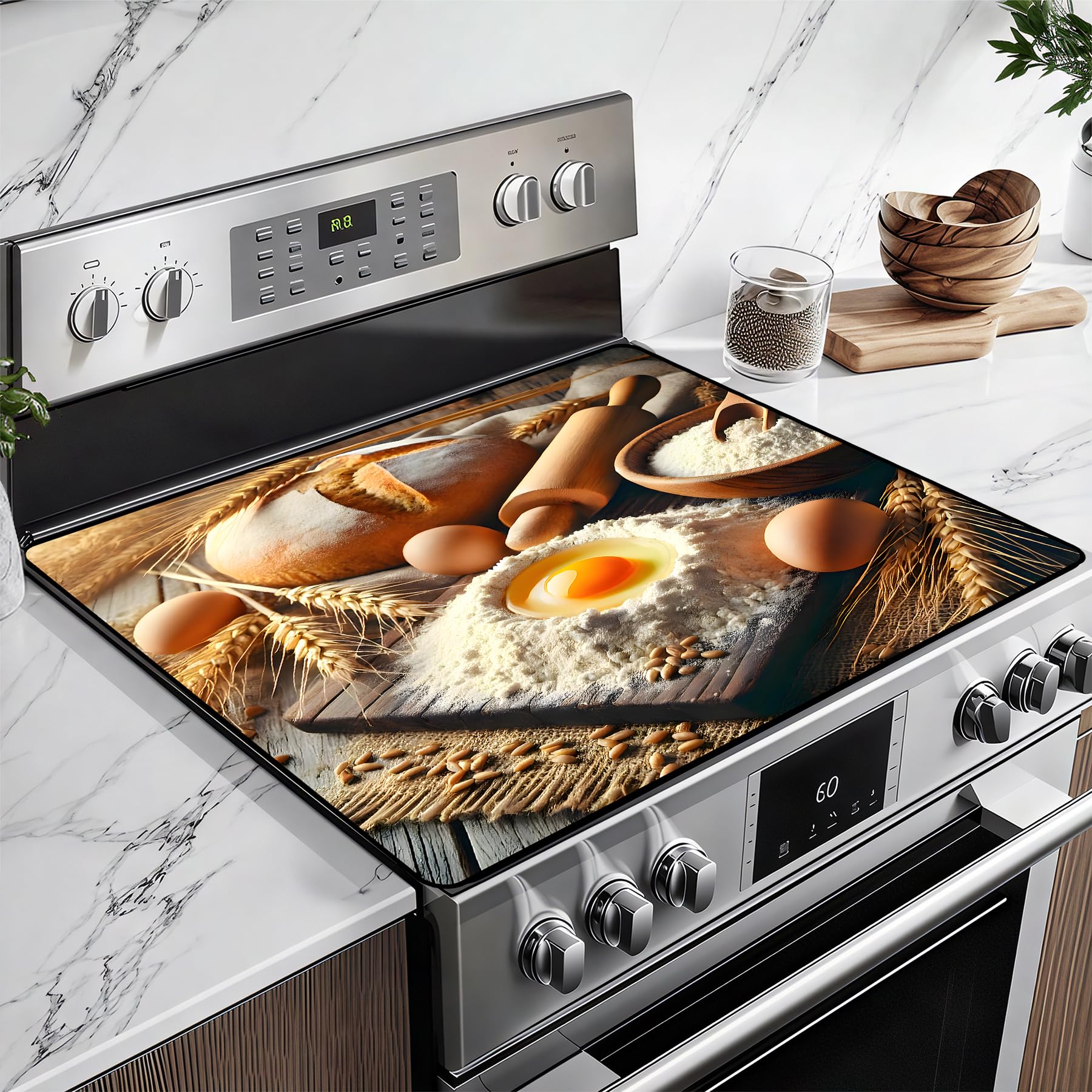Stove Top Cover for Glass Electric Stove, 28.5"x 20.5" Heat Resistant Cooktop Protector Mat with Non-Slip Rubber Backing, Scratch Protection and Counter Space Mat