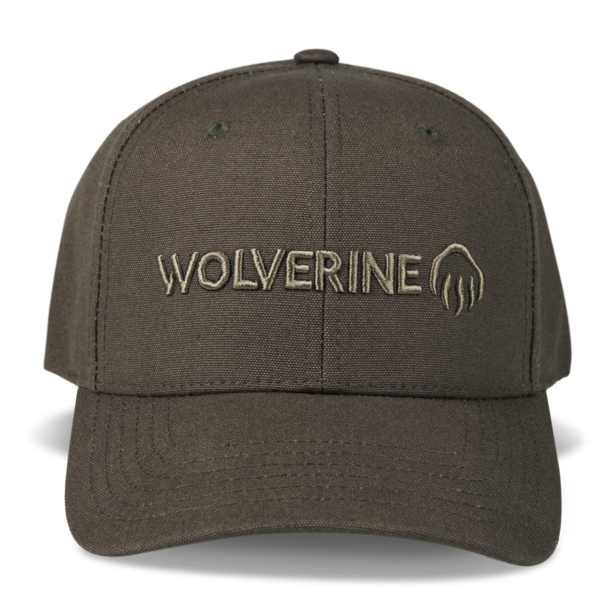 WOLVERINE Unisex's 6 Panel Snapback Cap, Embroidered Logo-Black Olive, One Size