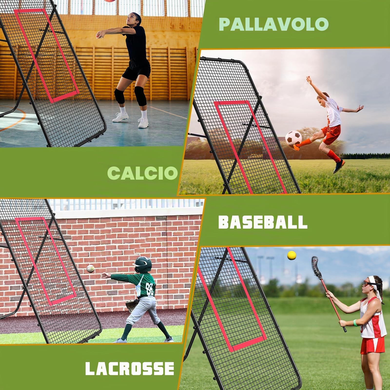 Rete da pallavolo regolabile, 2,8 x 1,2 m, attrezzatura per allenamento pallavolo per lacrosse, baseball, calcio, tennis, rimbalzo, pallavolo, rimbalzo, colpire, servire passaggio, pratica